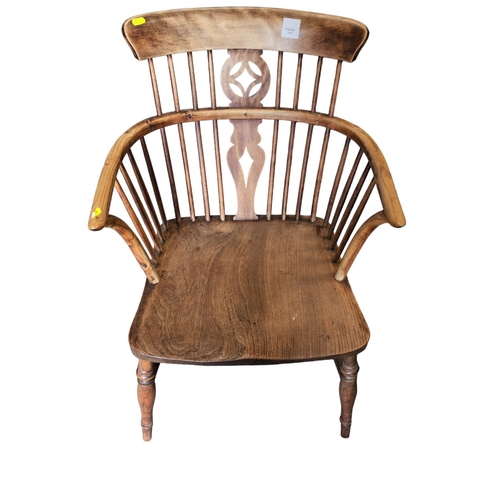 497 - Elm seated slat back Windsor chair