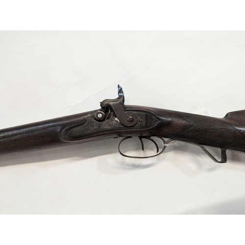 94 - Double barrel French percussion shotgun, engraved 'Piper', length 116cm