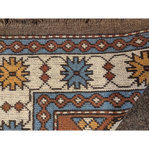 284 - Geometric pattern Runner rug, hand knotted 325cm by 104cm approx