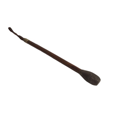 109 - Trench cosh with wood handle, weighted lead end and leather strap, length excluding strap 45.5cm