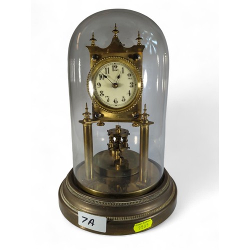 7A - Glass domed french mantle clock