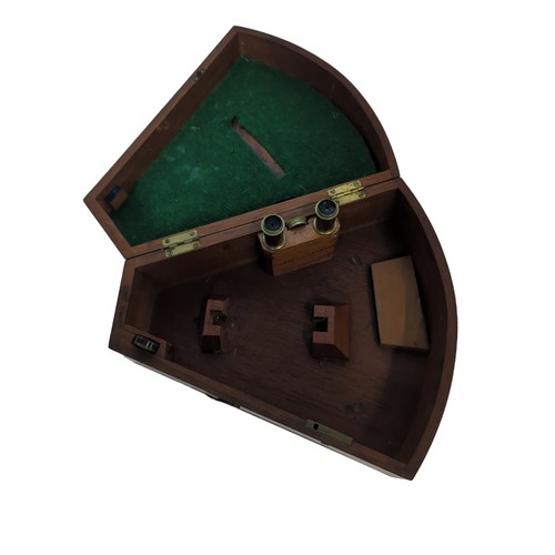 90 - C19th ebony and brass octant by Harris & son London, in mahogany case with a selection of eyepie... 