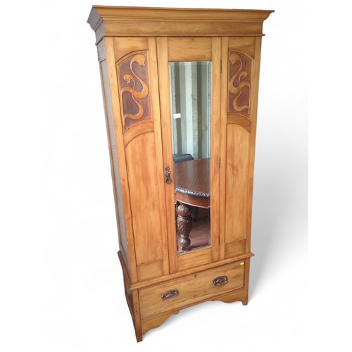 505 - Art Nouveau wardrobe with mirror front