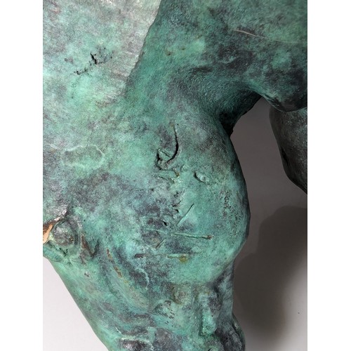 12 - Keza Rudge (British), rolling horse sculpture in bronze. W34cm, D17cm, H15cm.