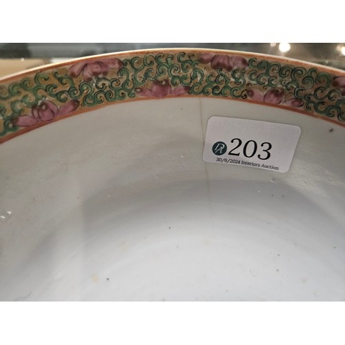 203 - Two Chinese famille rose bowls, diameter 22.5cm and 23cm respectively 