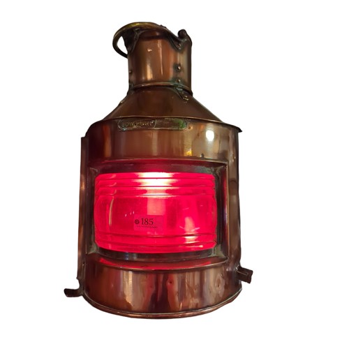 185 - Copper and brass mounted ships lantern by Alderson & Gyde Ltd Birmingham, circa 1943, labelled B... 