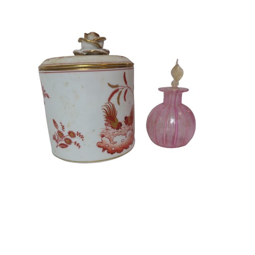 788 - A Richard Ginori pot with cover together with a Murano style zanfirico scent bottle, approx. 9.5cm h... 