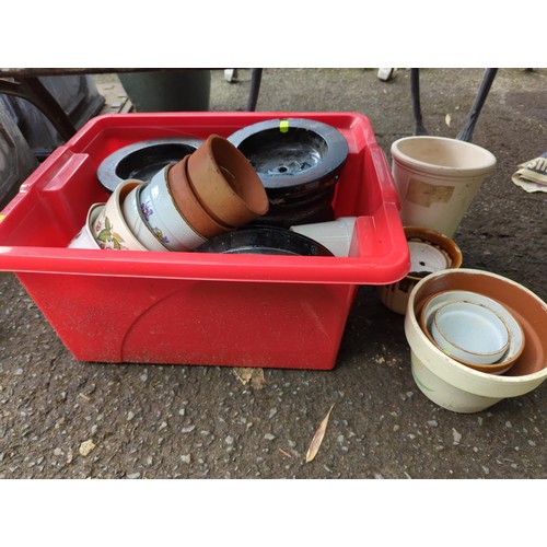 103A - 10 glazed lamp bases + small selection of ceramic pots.