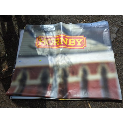 111 - 2 large Hornby weatherproof banners with eyelets. L250cm, W200cm.