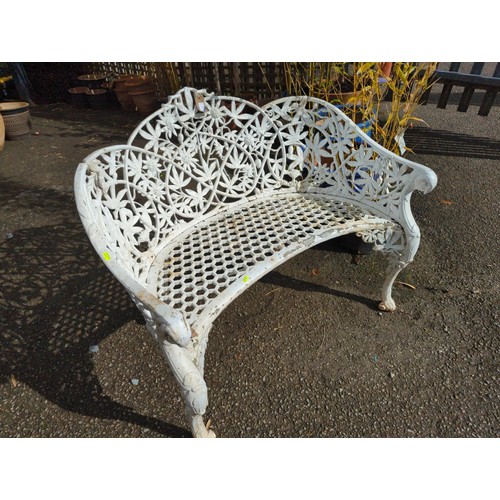 1 - Cast aluminium garden love seat. W41cm, D30cm, H34cm.