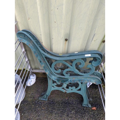 20 - 2 cast iron bench ends. Back height - 76cm.