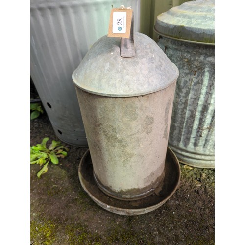 28 - Galvanised Eltex chicken feeder. H50cm.