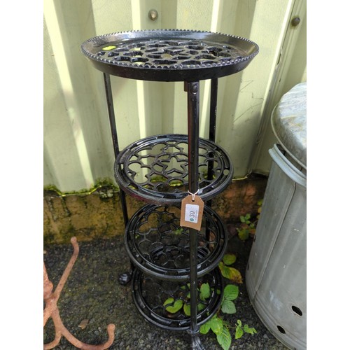 30 - Black, aluminium, 4-tiered pan stand. H70cm. Diameter - 26cm.