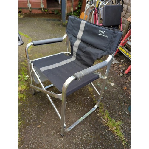 44 - Quest Traveller folding, aluminium camping chair with attached side table.