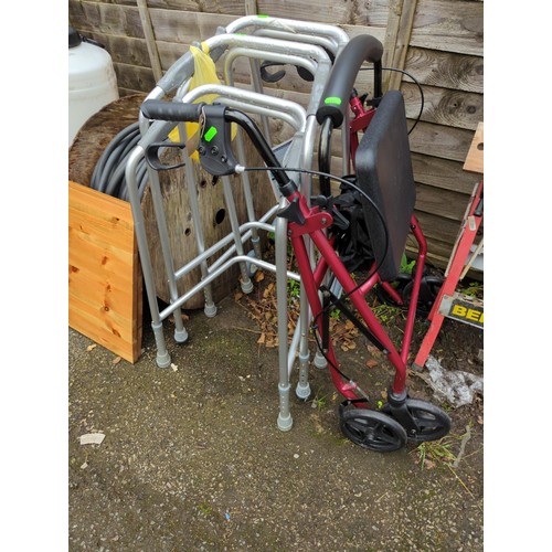 49 - Red, mobility walker + 3 zimmer frames (new).