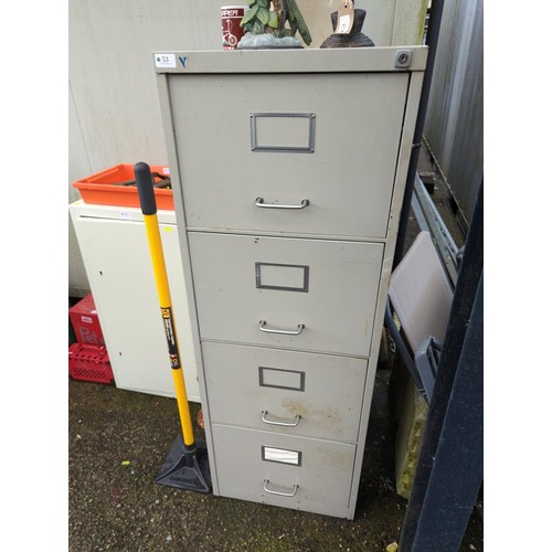 53 - 4-drawer, metal filing cabinet. W47cm, D62cm, H133cm.