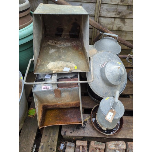 74 - 4 galvanised bird feeders of various sizes.