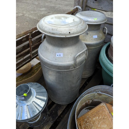 81 - 1 x 10 gallon milk churn, marked 'Express Dairies, London' to the side. Lid marked, 'Torrington Crea... 