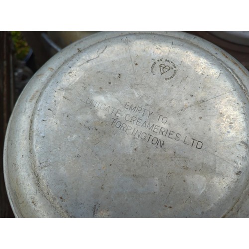 81 - 1 x 10 gallon milk churn, marked 'Express Dairies, London' to the side. Lid marked, 'Torrington Crea... 