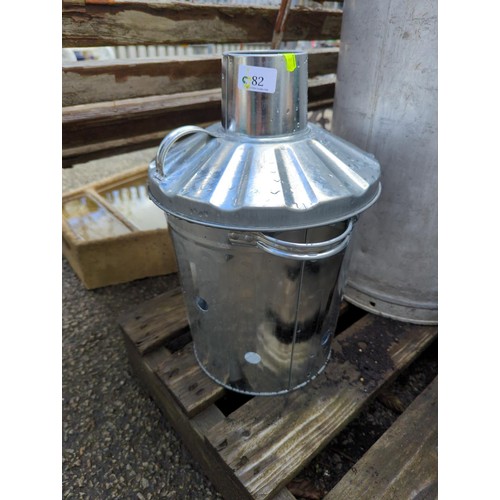 82 - Small, galvanised incinerator. Diameter - 26cm, H40cm. 