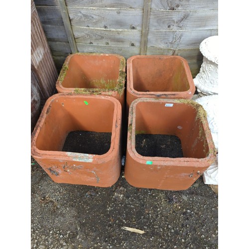 87 - 4 square, terracotta planters. W37cm, L37cm, H31cm.