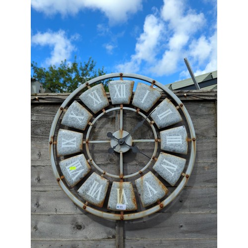 99 - Large, metal garden wall clock. Face diameter - 63cm.