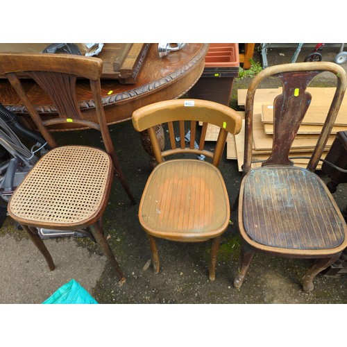 157 - 3 various dining chairs, 1 with rattan seat