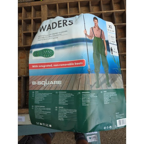 207 - B/Square fishing waders, size 10-11, brand new in bag.