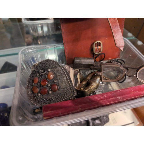 791 - Assorted collectables inc. Ronson 'Crown' table lighter, a pair of 'Railway' spectacles, miniature H... 