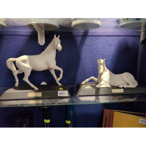 803 - 2 Beswick horses on wooden plinths - Spirit of the Wind & Spirit of Peace. Tallest - approx. 23c... 