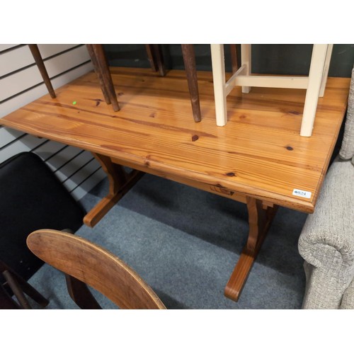 824 - Pine refectory table. L146cm, W74cm, H75cm.