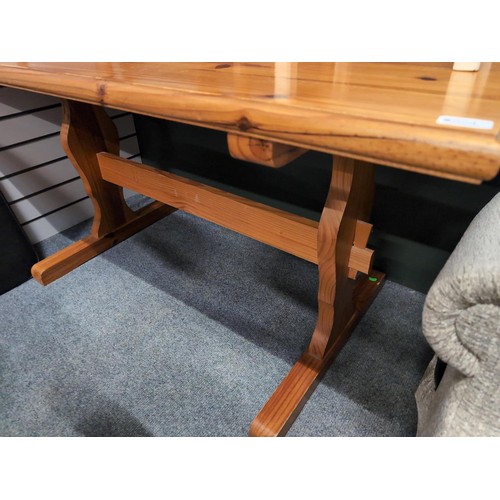 824 - Pine refectory table. L146cm, W74cm, H75cm.