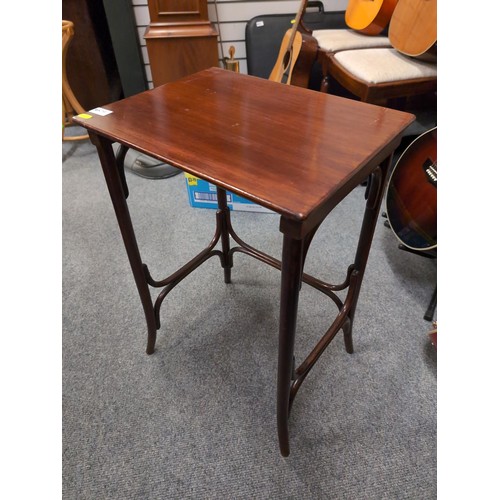 829 - Occasional table with bentwood supports. L35cm, W45cm, H68cm.