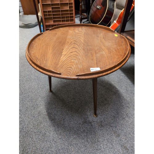 835 - Ercol Lazy Susan converted to coffee table with marriage legs. Diameter - 54cm. H43cm.