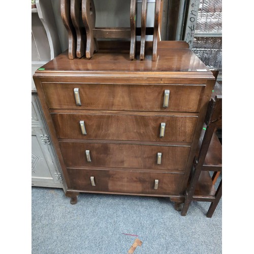 849 - Early C20th 4-drawer chest of drawers. L77cm, D47cm, 97cm.