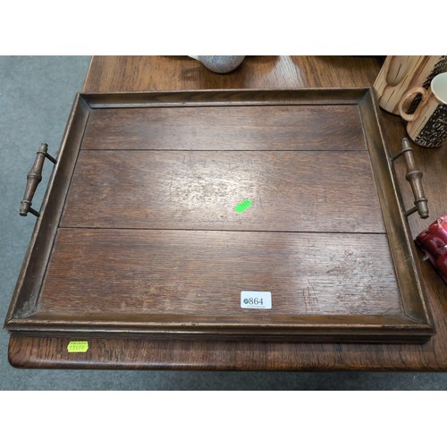 864 - Oak tray with handles, 51x40cm