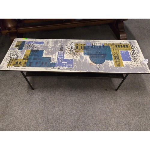 878 - John Piper for Terence Conran 'London Skyline' coffee table, circa 1950's, L114.5 x D38 x H34.5cm, l... 