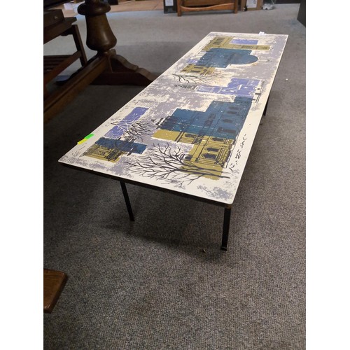 878 - John Piper for Terence Conran 'London Skyline' coffee table, circa 1950's, L114.5 x D38 x H34.5cm, l... 