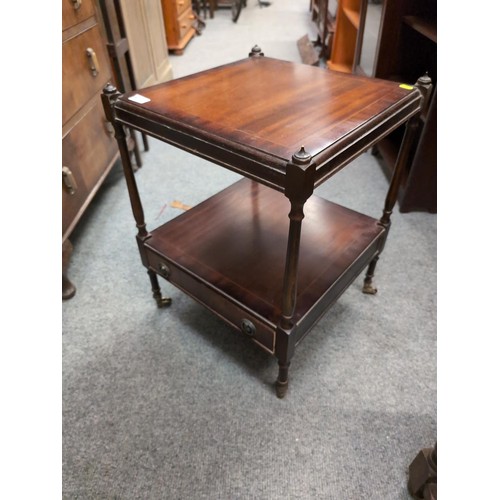 904 - 2-tier side table with lower drawer. L45cm, W45cm, H59cm.