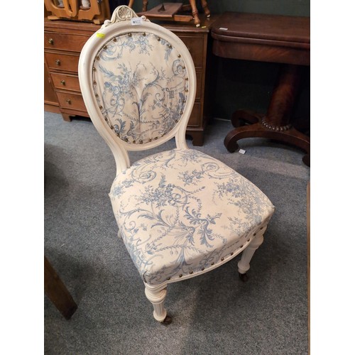 922 - Cream painted balloon backed chair