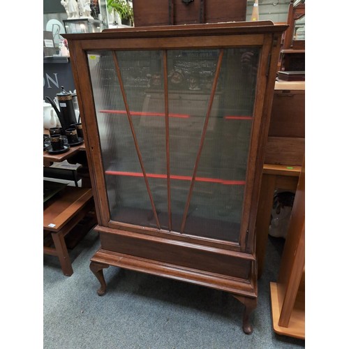 910 - 1930s style glass fronted display case with ribbed glass