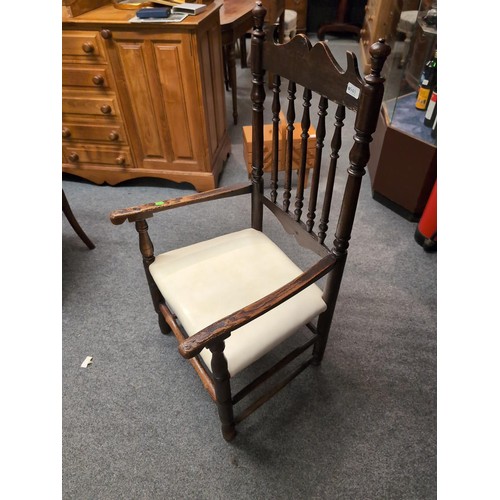 940 - 19th century oak arm chair with upholstered seat