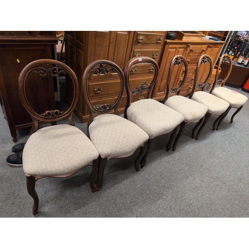 941 - Set of mahogany five plus one balloon backed chairs