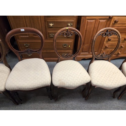 941 - Set of mahogany five plus one balloon backed chairs