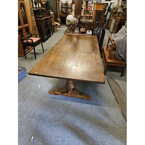 877 - Oak refectory table. L205cm, W90.5cm, H76cm.