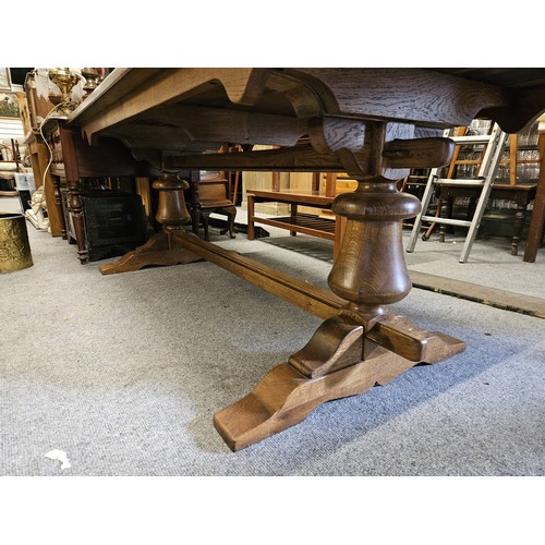 877 - Oak refectory table. L205cm, W90.5cm, H76cm.