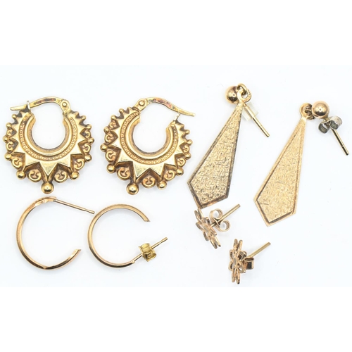 3 - Four pairs of 9ct gold earrings, gross weight 5.4 grams