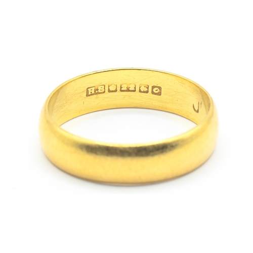 36 - 22ct gold band ring, size M1/2, 4.1 grams