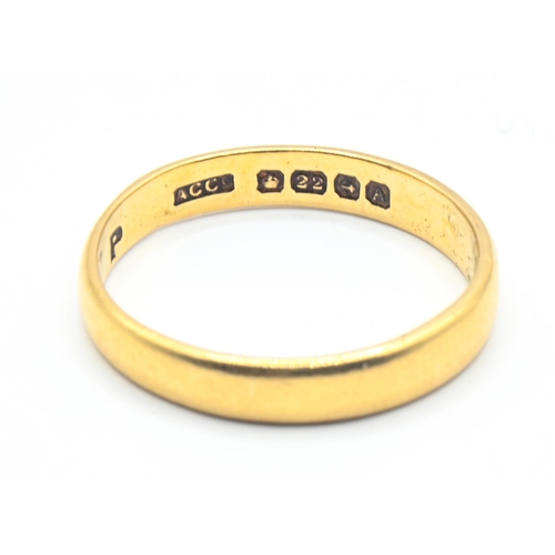 38 - 22ct gold band ring, hallmarked Birmingham 1925, size P1/2, 3.5 grams