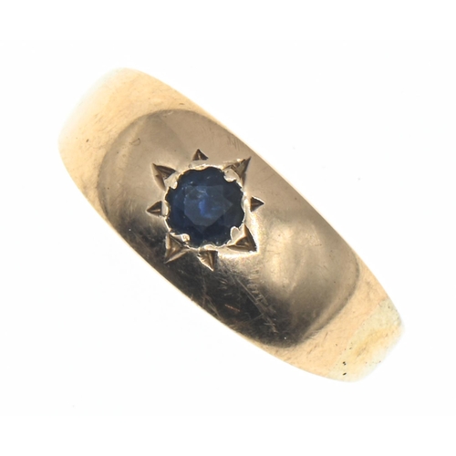 44 - 15ct gold and blue stone set ring, size N1/2, gross weight 2.08 grams